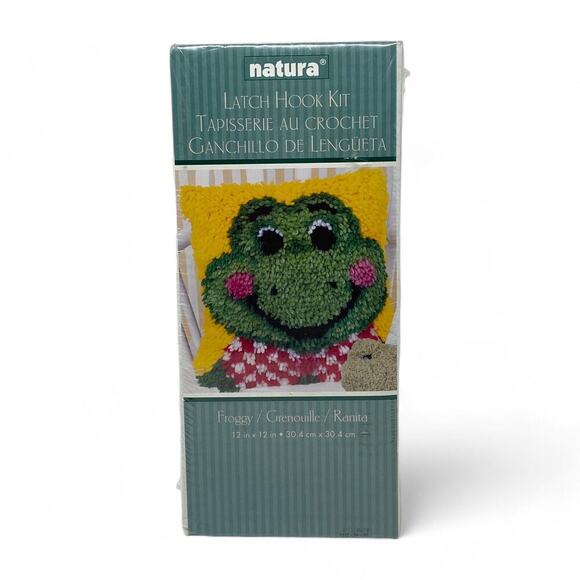 Natura Froggy Grenouille Ranita Latch Hook Kit Happy Frog Craft Sealed 12" x 12" - Picture 9 of 10
